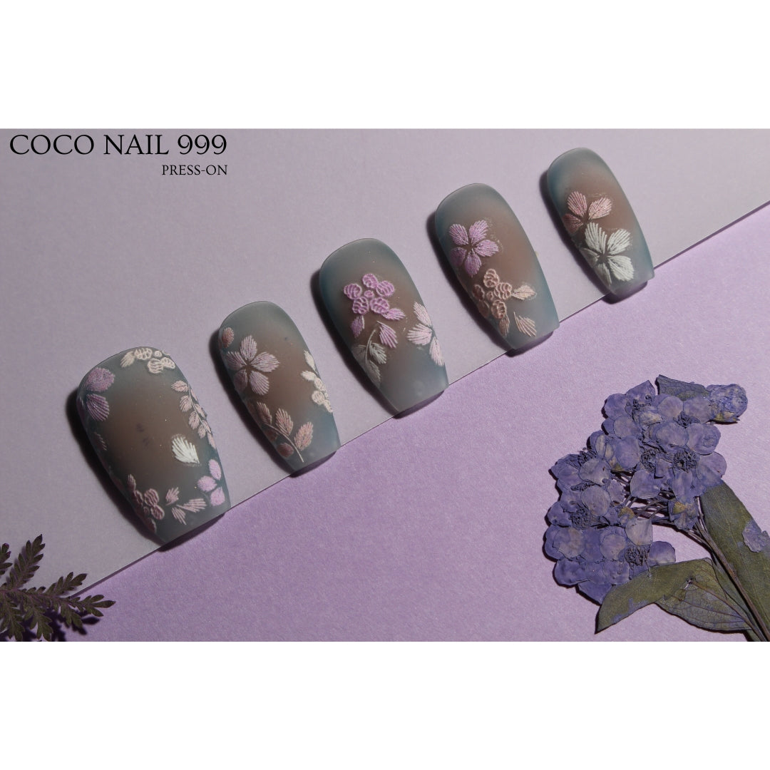 N: 63 - Blooming Coffin Nails | Press-On Nails by COCO NAIL 999