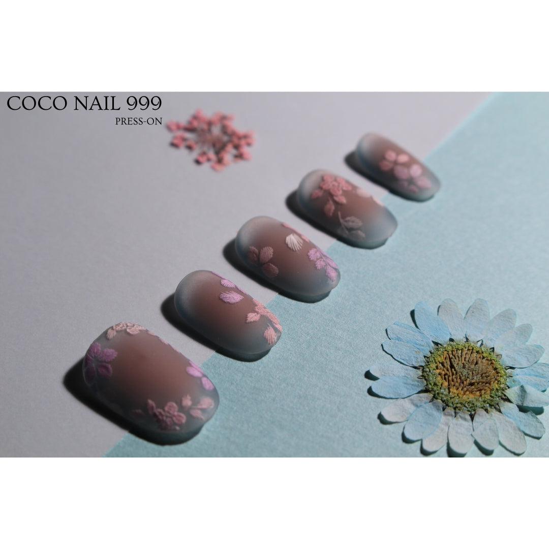 N: 63 - Blooming Coffin Nails | Press-On Nails by COCO NAIL 999