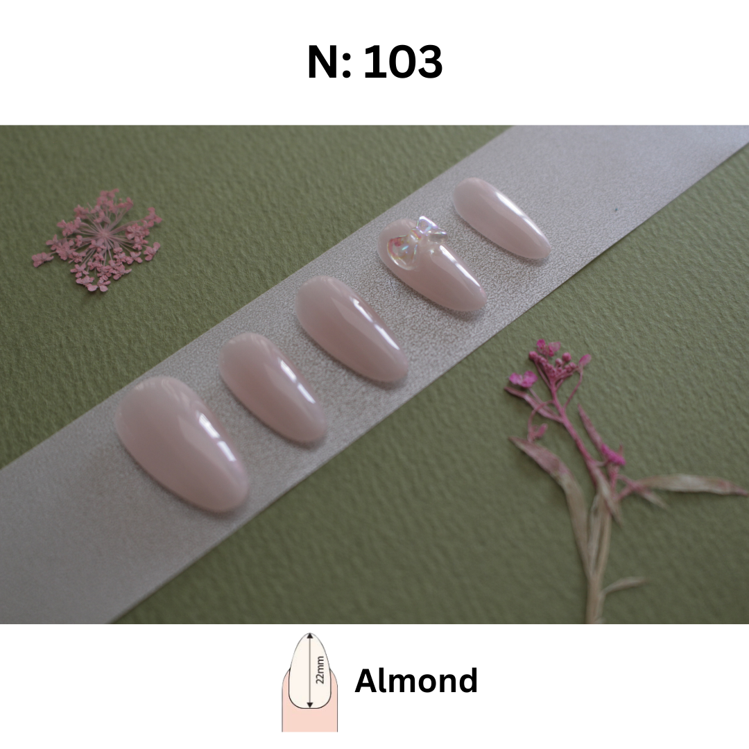 N:103 (Nude Pink with Pearl Bow, Almond & Oval)