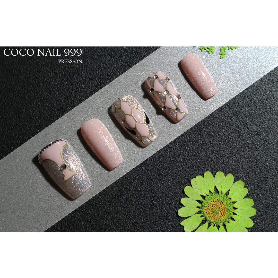 N°22 – Pink Snake Elegance | COCO NAIL 999 Press-On Nails