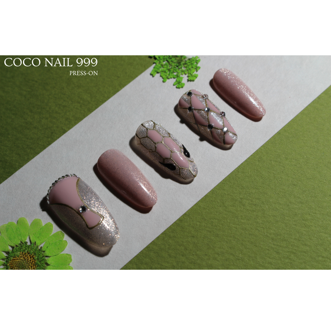 N°22 – Pink Snake Elegance | COCO NAIL 999 Press-On Nails