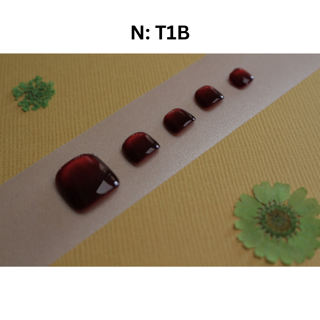 🍷 N°62-1 With Feet – Classic Burgundy Press-On Toe Nails