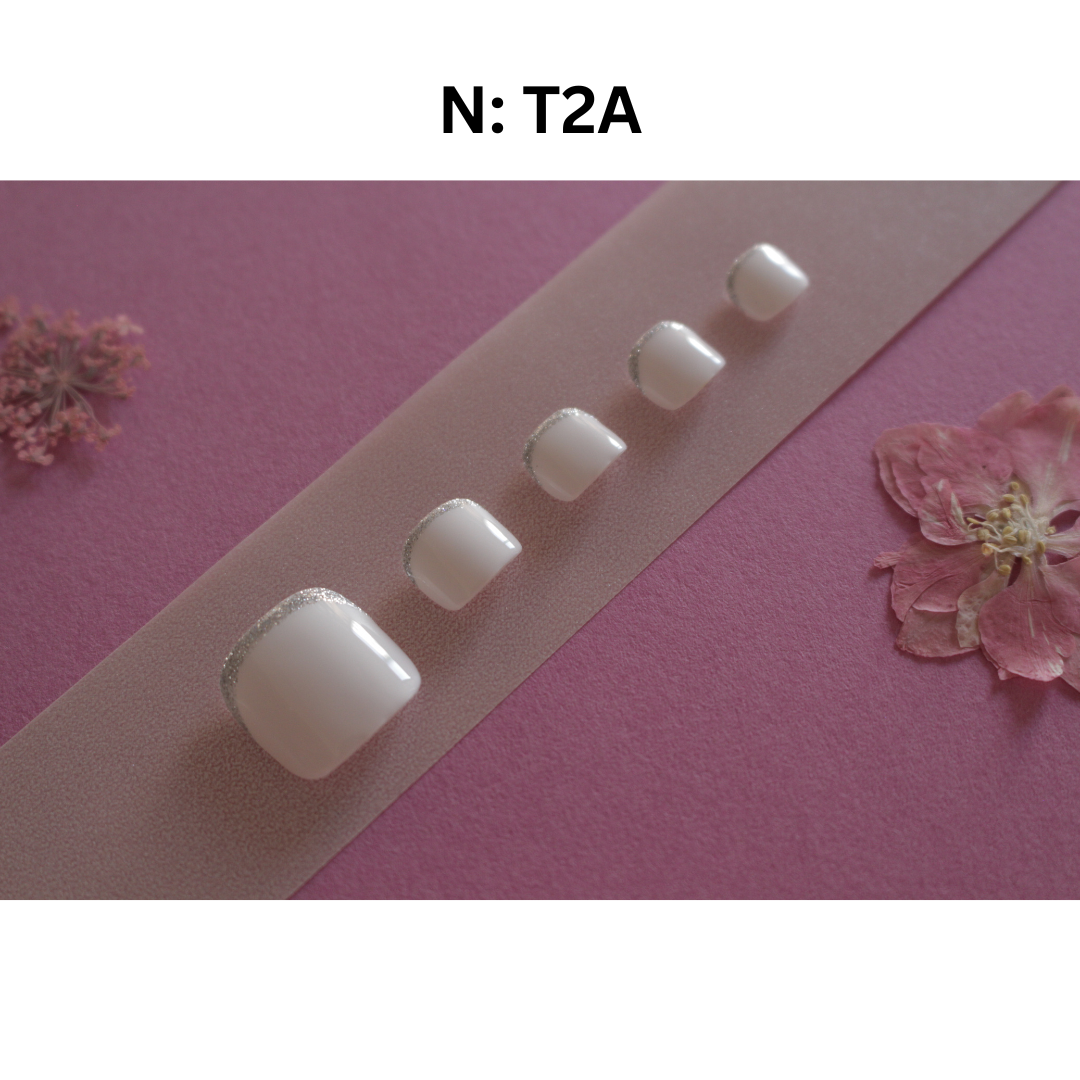 ✨T2A - White with Silver Star – A classy white base highlighted with shimmering silver stars.