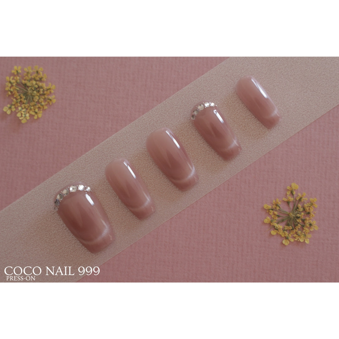 N°95- Elegant Nude Sparkle | Coffin & Almond