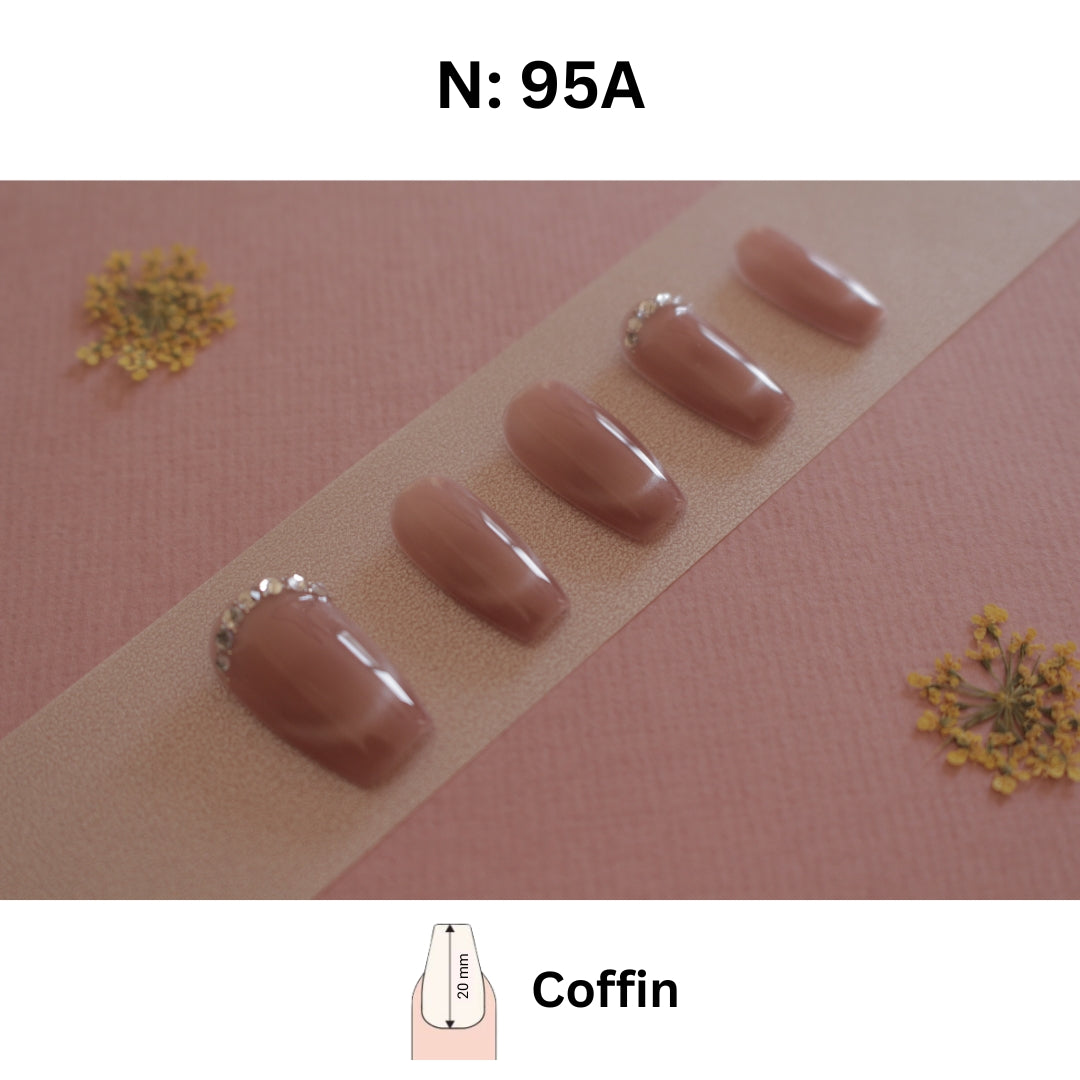 N°95- Elegant Nude Sparkle | Coffin & Almond