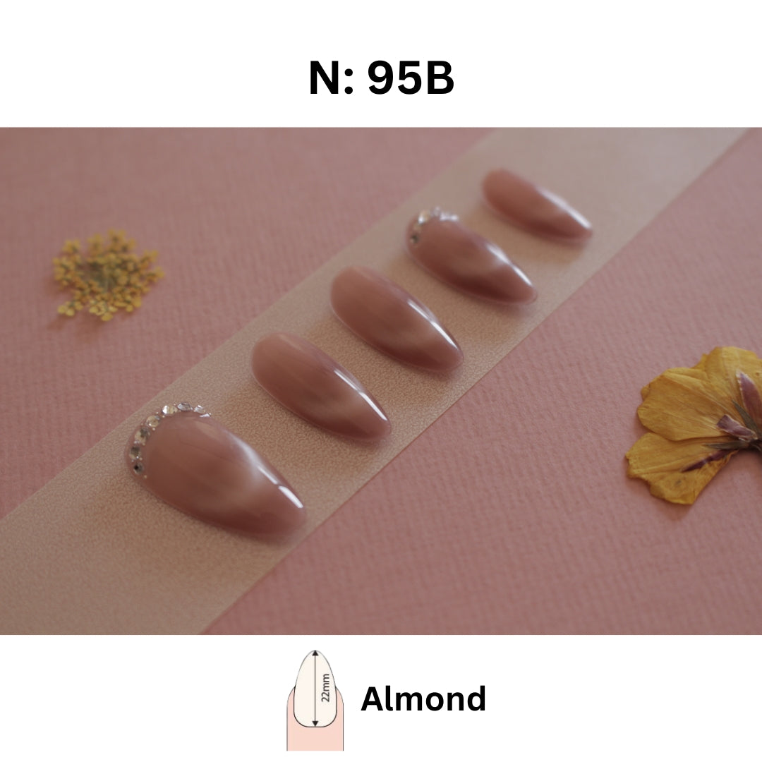 N°95- Elegant Nude Sparkle | Coffin & Almond