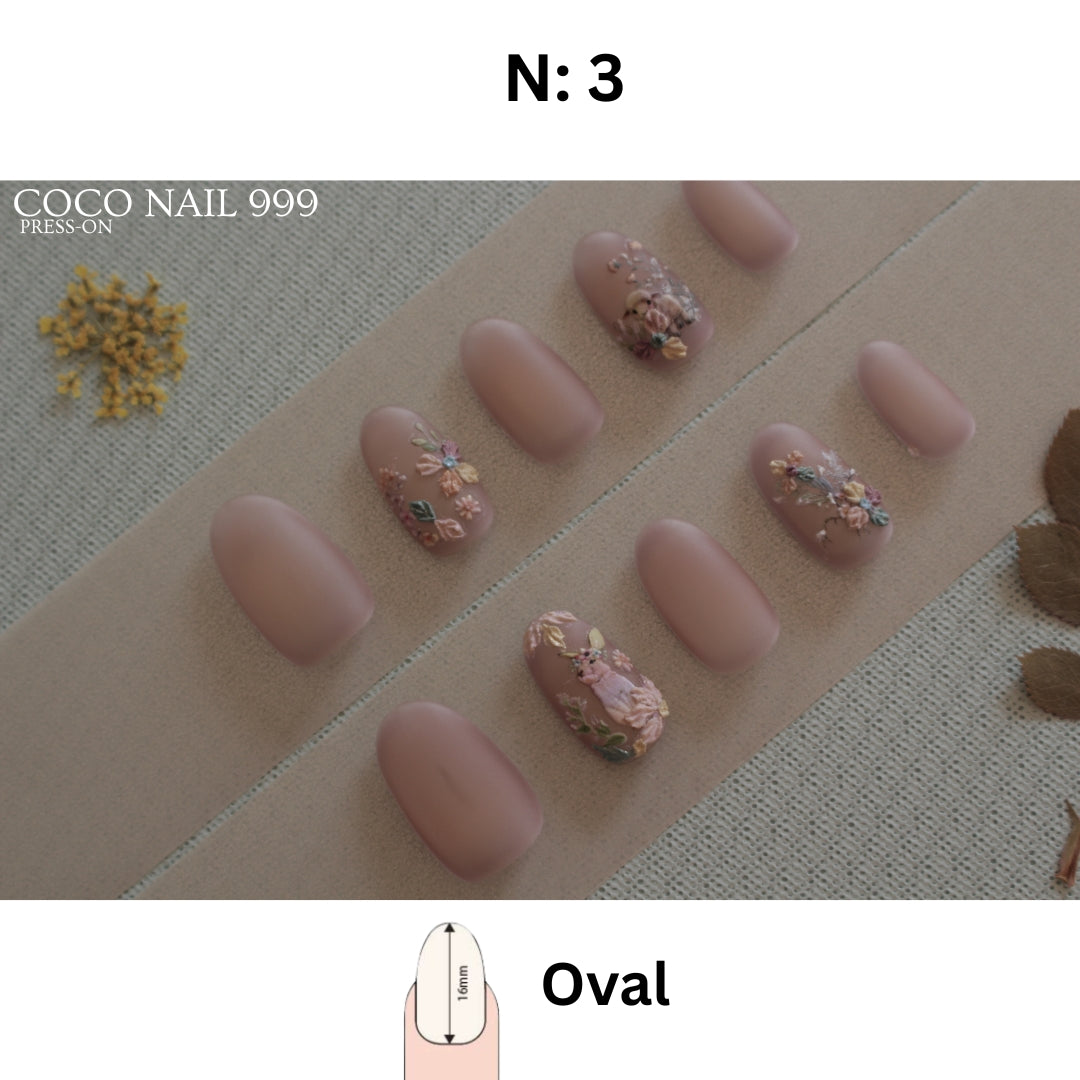 N°3 — Matte Blush Bloom | Oval 14mm