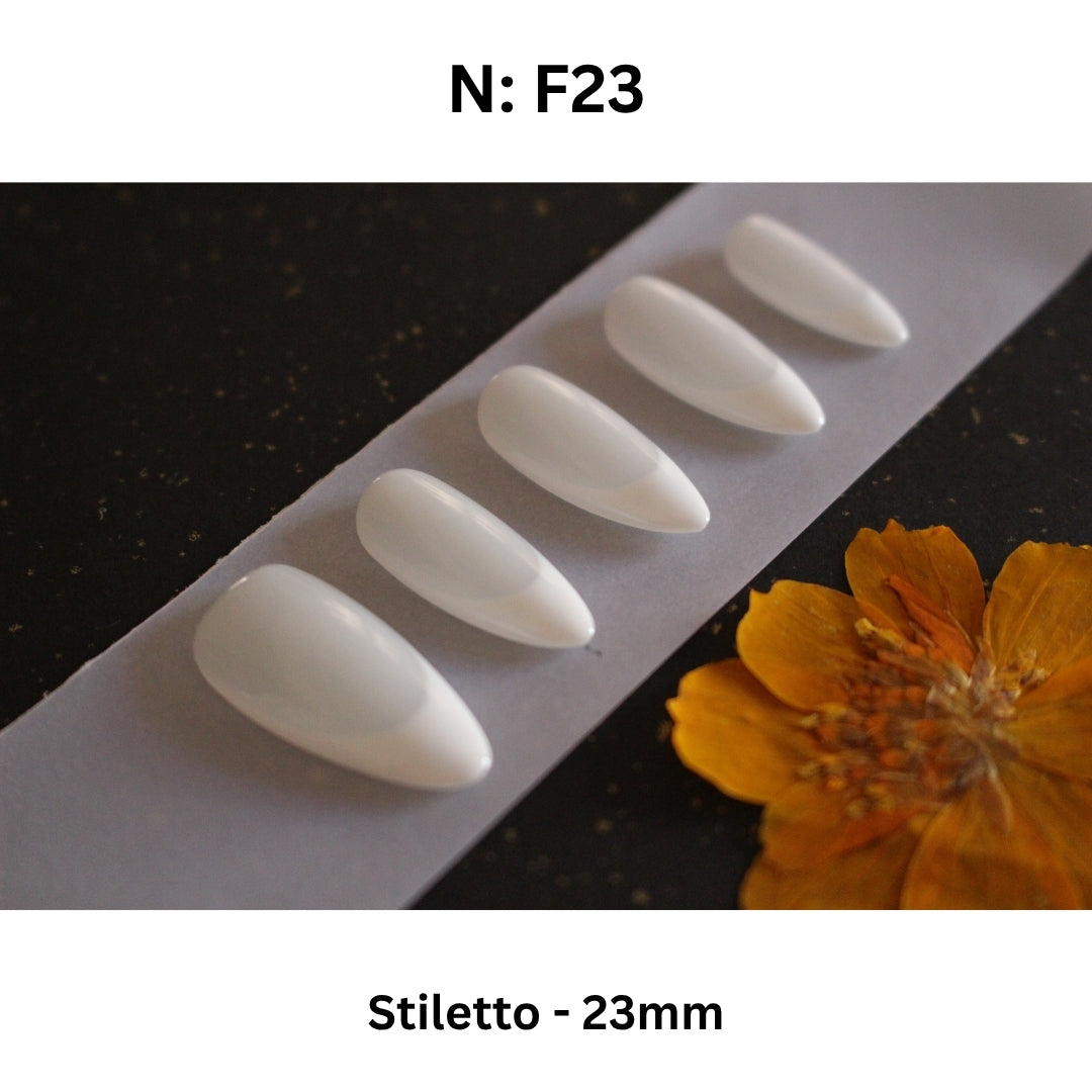 ✨N: F23 Classic Glossy White Stiletto Press-On Nails.
