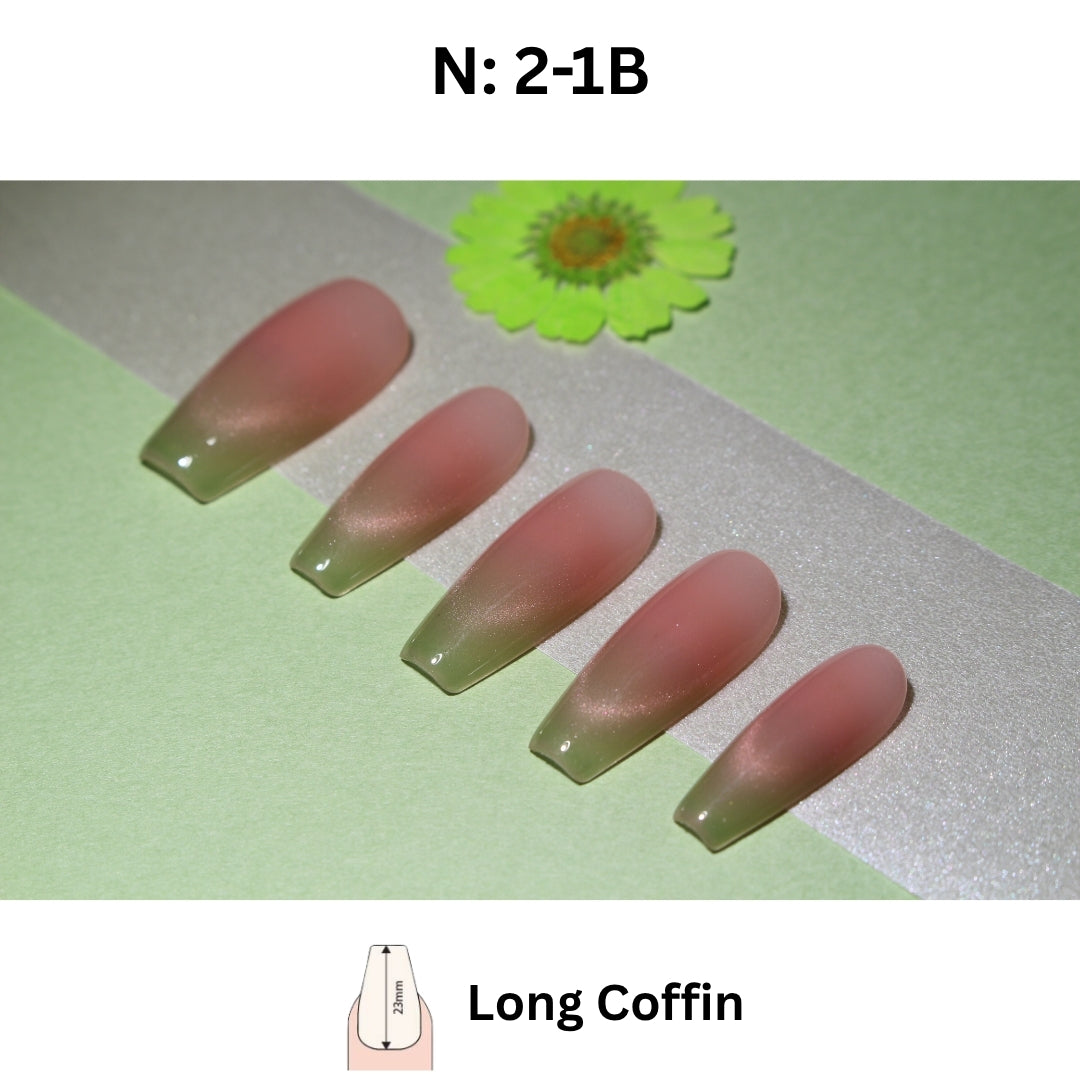 🌿 N°2-1 - Sage Ombre Squoval Press-On Nails