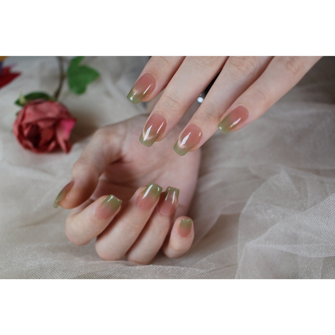 🌿 N°2-1 - Sage Ombre Squoval Press-On Nails
