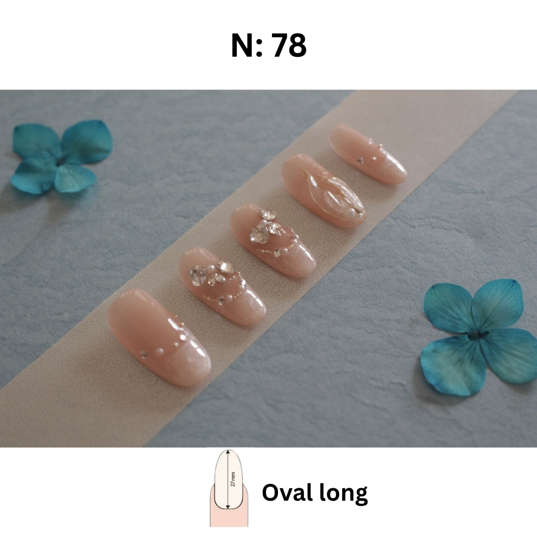 💎 N°78 – Luxe Nude Oval Long Press-On Nails