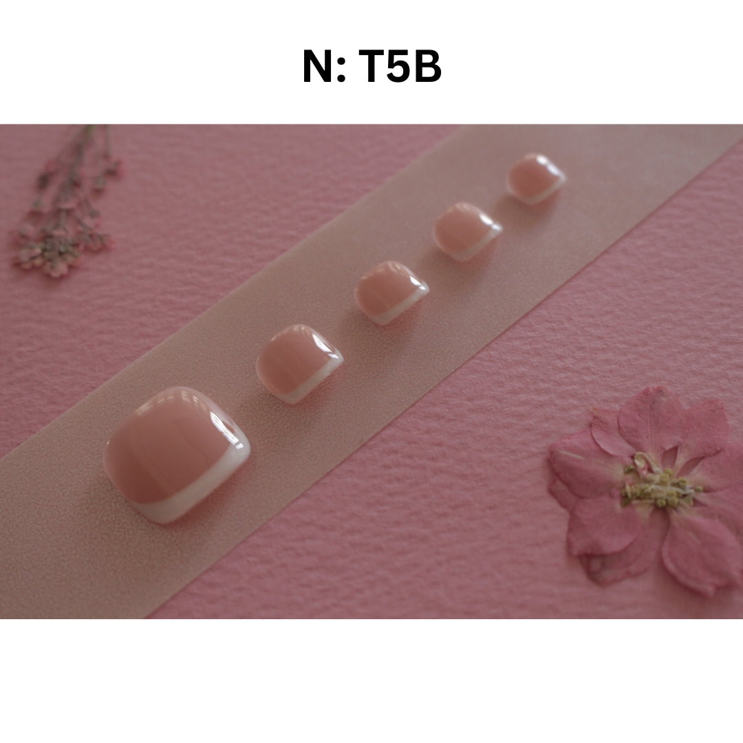 N°F11-1 With Feet – Nude French | Toe Press-On Nails