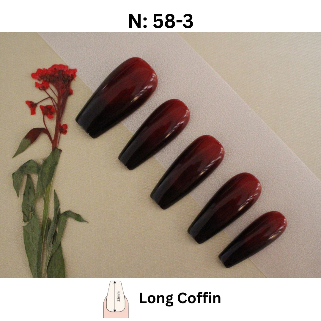 N:58 Burgundy Dream – Long Coffin Nails