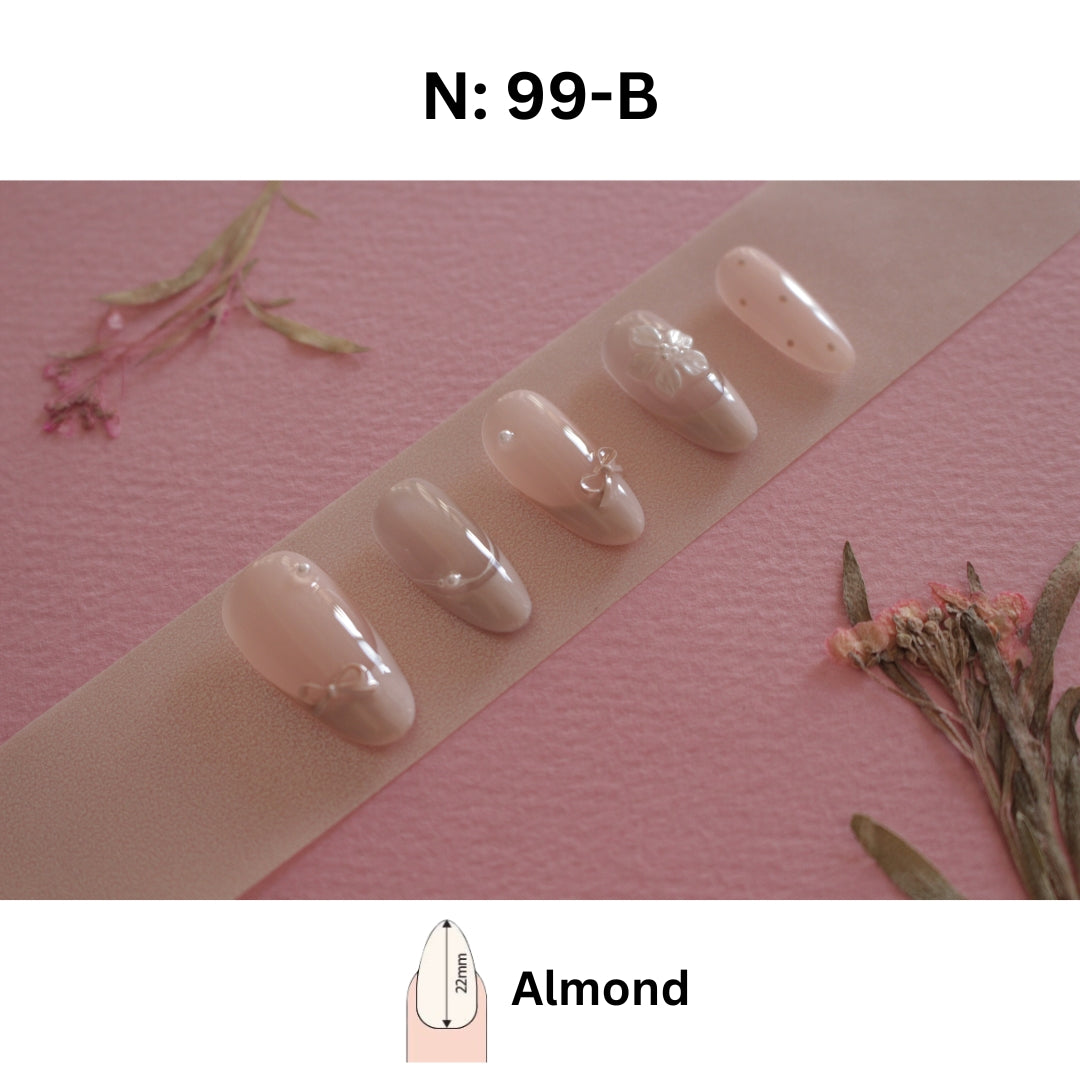 Sweet Nude Bow Press-On Nails – Oval & Almond (N:99A)