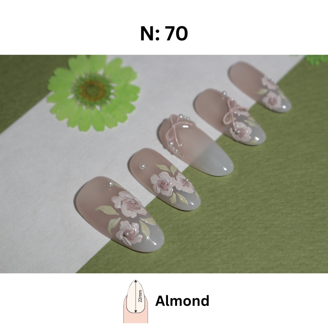 N°70 - Romantic Blossom | Press-On Nails by COCO NAIL 999