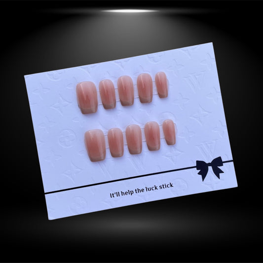 Square Medium 17mm Nails with Soft Pink Ombre and White French Tips #149