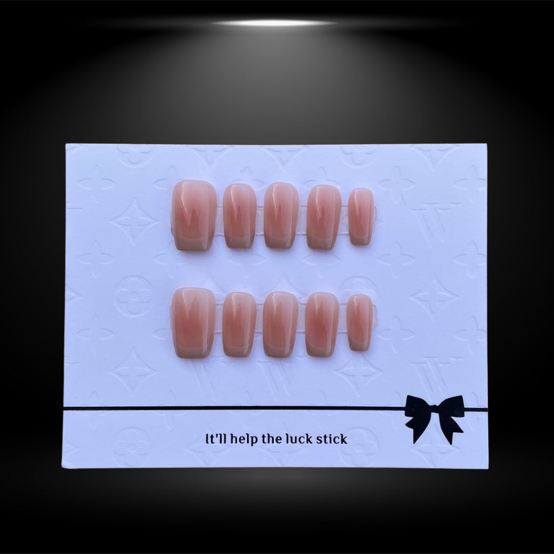 Square Medium 17mm Nails with Soft Pink Ombre and White French Tips #149