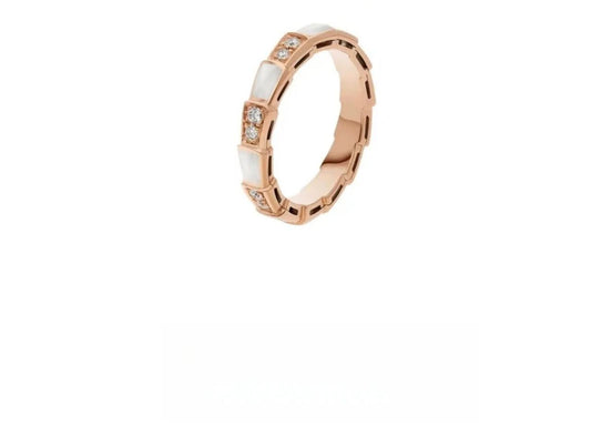 Rose gold Serpenti Viper Ring White, Mother of Pearl