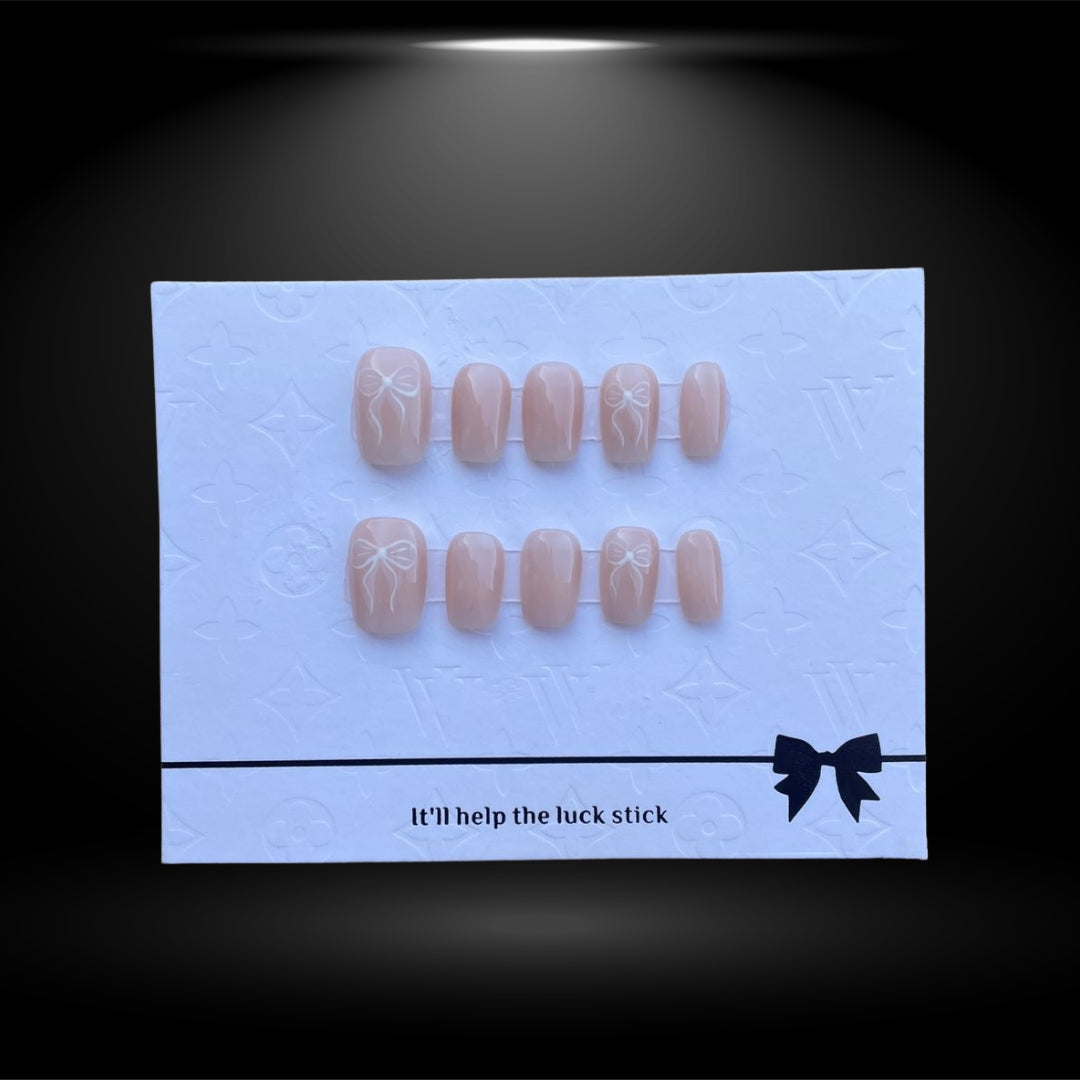 Baby Boomer 17mm Press-On Nails with Bow Accent #N°A112-1