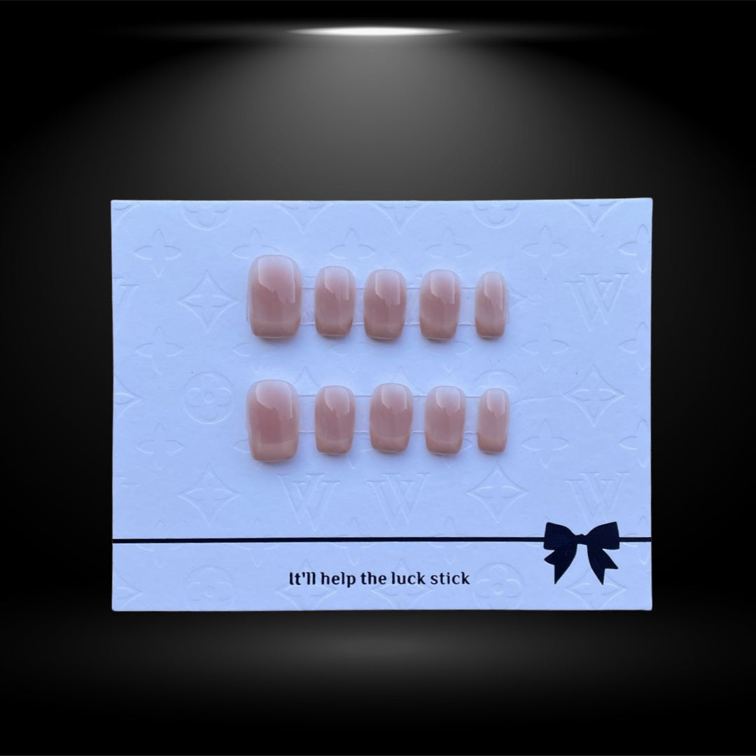 Milky White Pink Square French Press-On Nails 17mm #N°A111-1