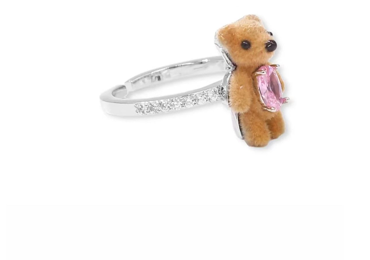 Paradise / Flocked Mini Bear Gemstone Ring