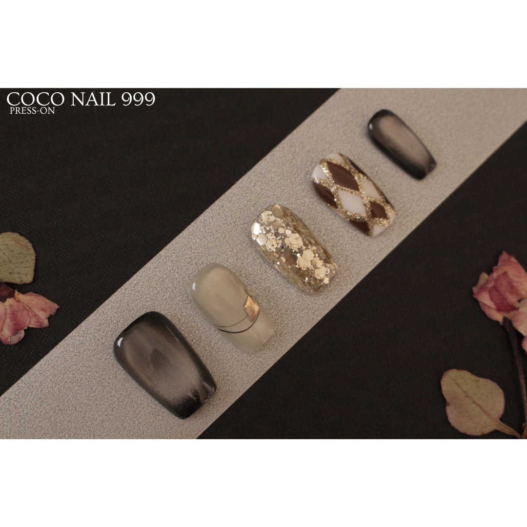 N: 37 - Glittering Squoval Set | Press-On Nails by COCO NAIL 999