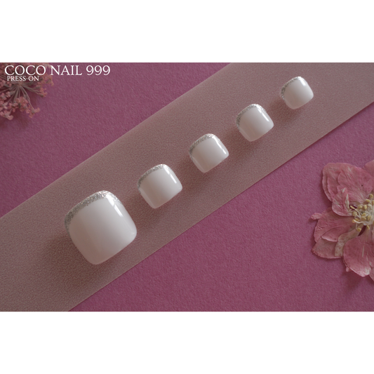 ✨T2A - White with Silver Star – A classy white base highlighted with shimmering silver stars.
