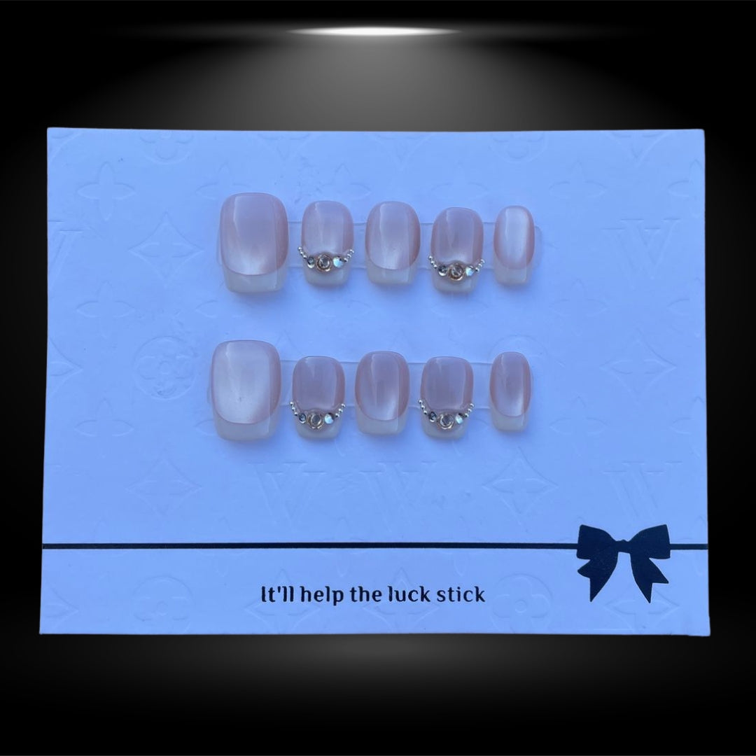 💎✨ Luxe Elegance: Pearl-Accented Square Press-On Nails #88-1