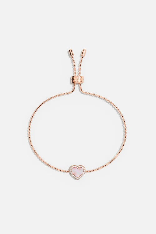 Pink Mother of Pearl Heart Adjustable Bracelet