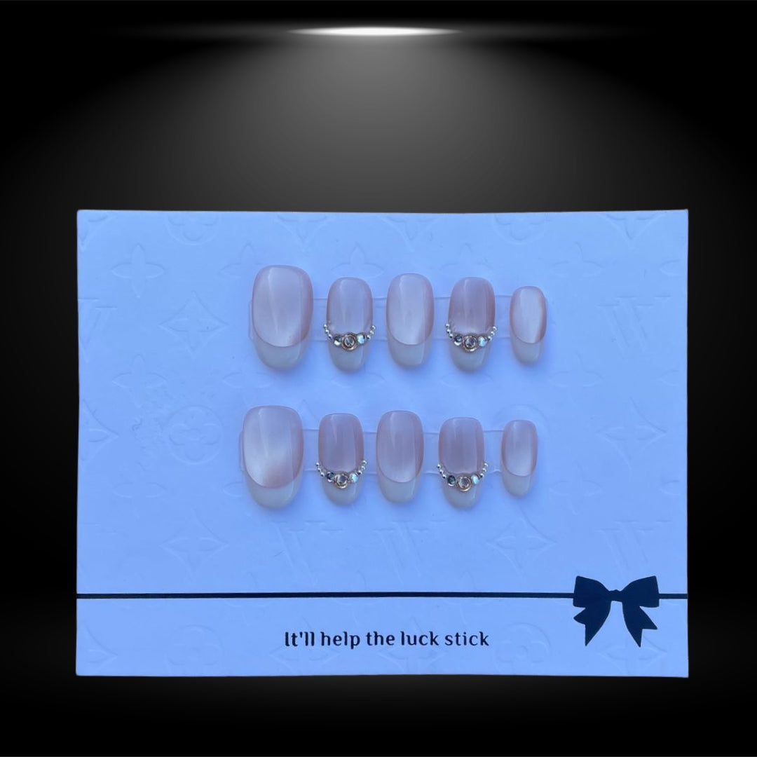 💎✨ Luxe Elegance: Pearl-Accented Oval Press-On Nails #88-2