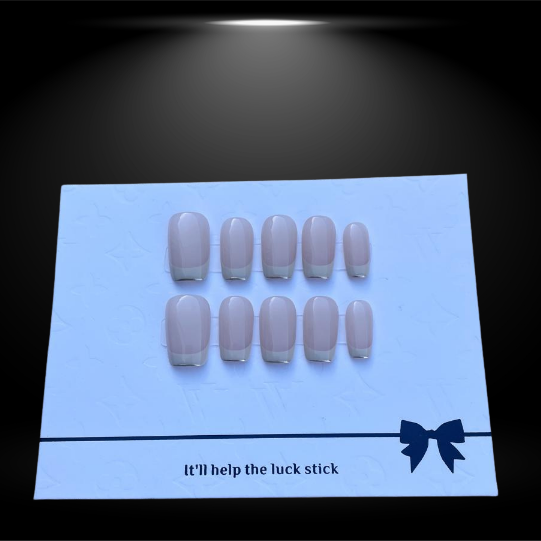 Handmade Square Nails nude with white french.