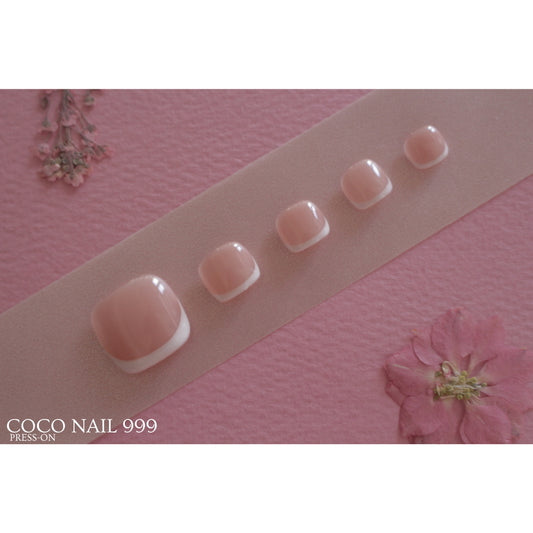 N°F11-1 With Feet – Nude French | Toe Press-On Nails