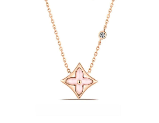 Color Blossom star pendant, pink gold and white mother-of-pearl