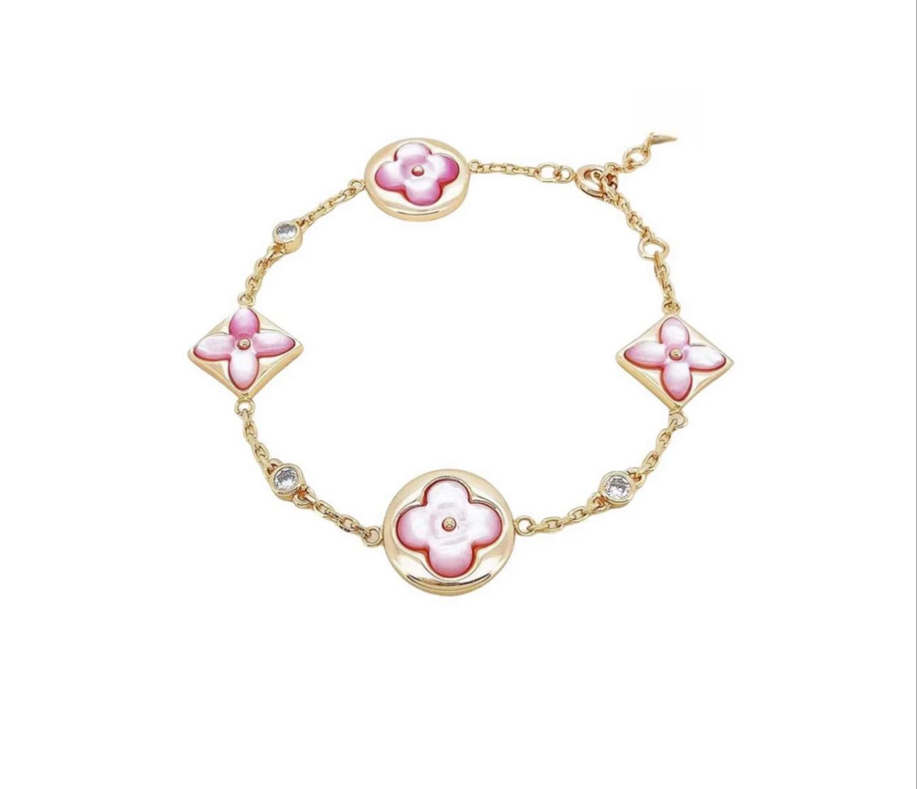 STAR AND SUN 4 MOTIF PINK MOP PINK GOLD BRACELET